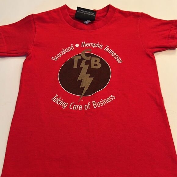 Youth XS BOY’s GRACELAND T Shirt Elvis Presley TCB - Picture 5 of 5